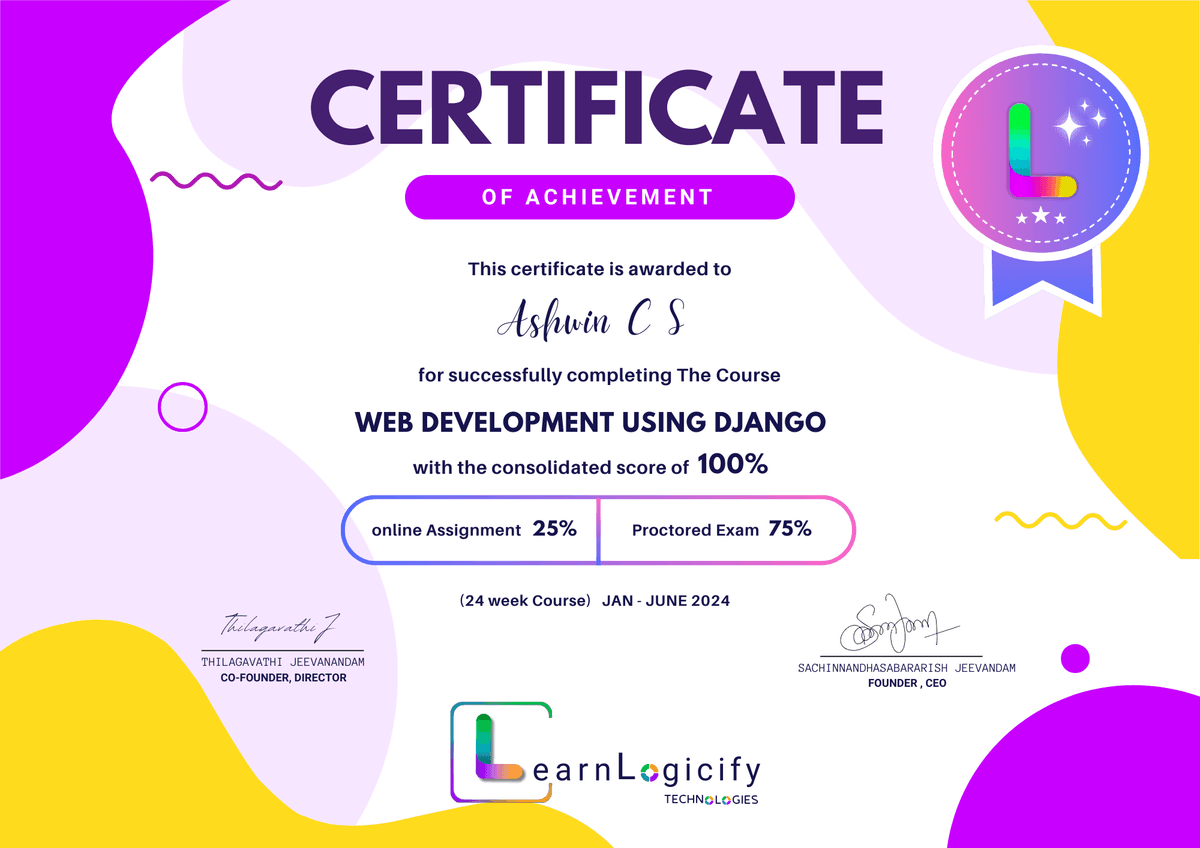 Certificate of the course